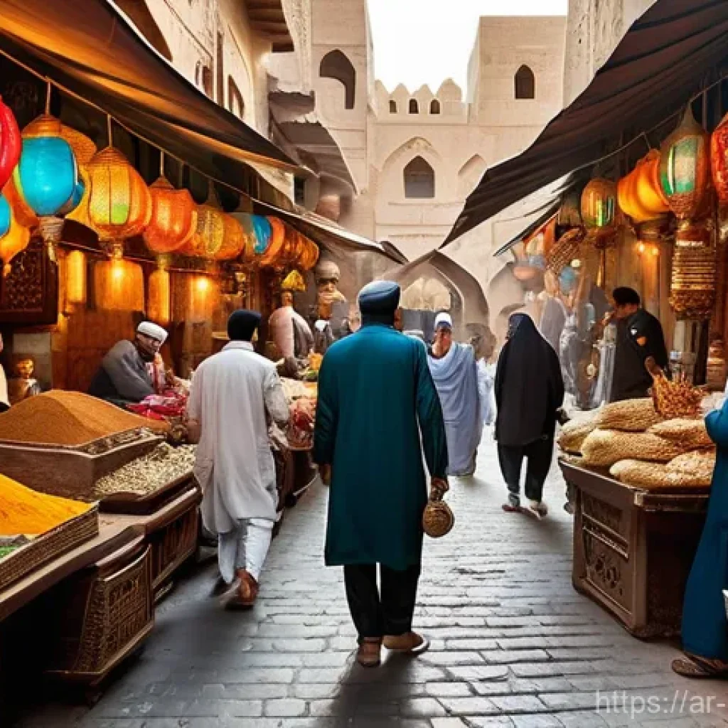 전세보증금 인상 제한 - **Prompt:** A bustling, vibrant street market scene in an old souk in an Arabian city. The scene is ...
