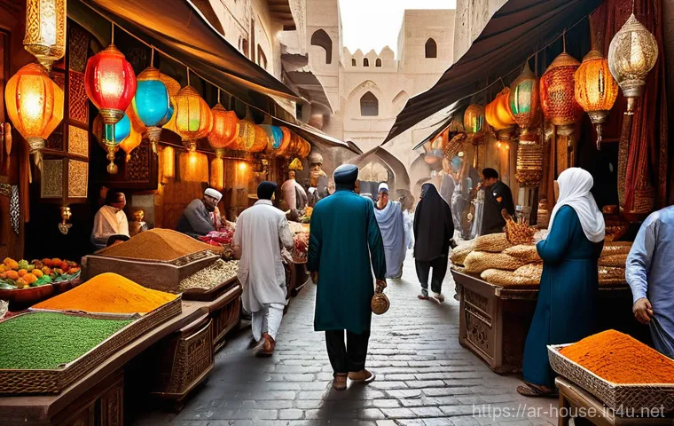 전세보증금 인상 제한 - **Prompt:** A bustling, vibrant street market scene in an old souk in an Arabian city. The scene is ...