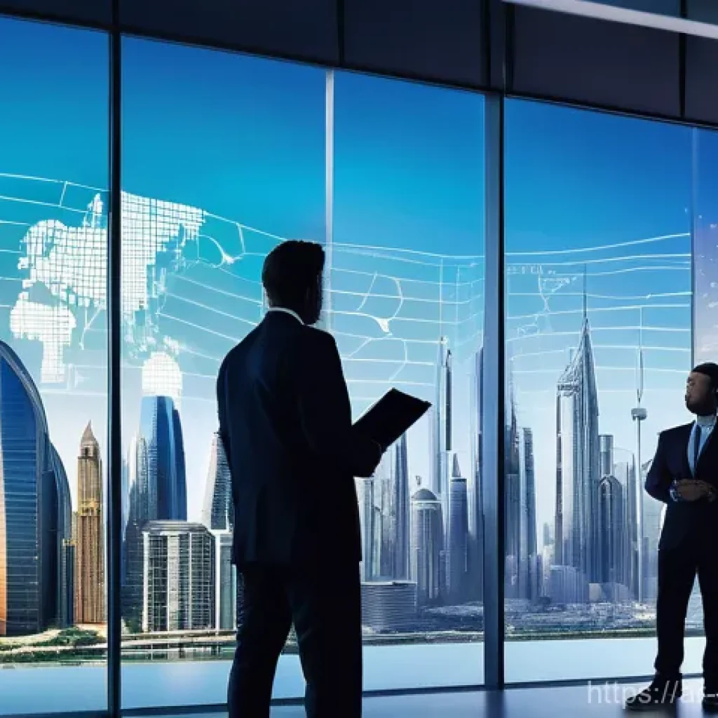 해외 부동산 투자 방법 - **Global Real Estate Portfolio and Diversification:**
    "A wide-angle, brightly lit, professional ...