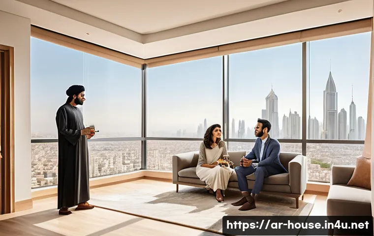주택 임대사업자 등록 - **Prompt:** A serene, modern living room in a spacious apartment, featuring tasteful Arabic-inspired...