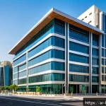 오피스텔 투자 장단점 - A modern office building exterior located in a bustling Middle Eastern business district, showcasing...