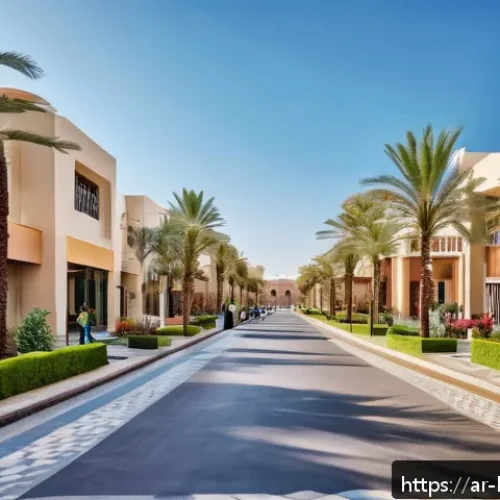 아파트 단지 내 상가 - A vibrant residential complex entrance bustling with diverse Arab families and young professionals, ...